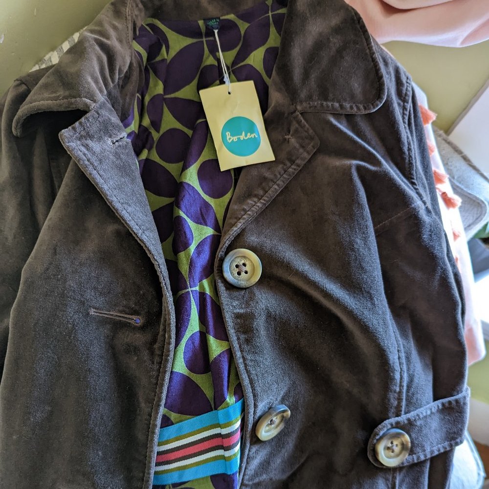 Boden velvet coat size 14